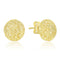 14k Yellow Gold Mesh Motif Textured Puffed Round Earrings